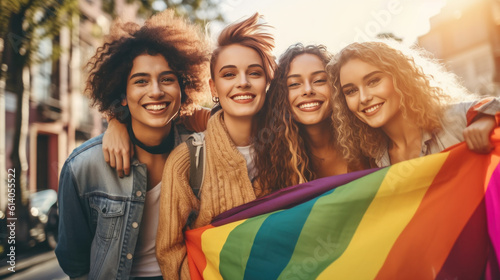 Lesbian group celebrating pride together