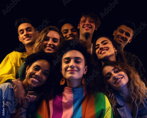 Pride Month concept group of people celebrating pride together 