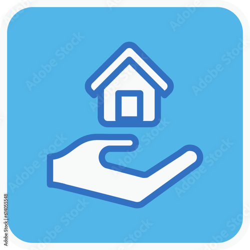 home loan flat icon in square.