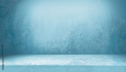 blue ice background studio wall of cement and  background for presentation product