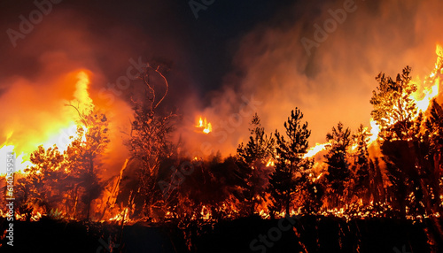 Los Angeles wildfire silhouettes background forest fire