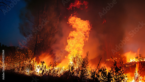 forest fire at night wildfire landscape photo