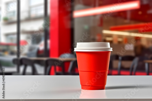 Red coffee cup mock up