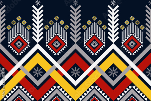 Southwest Navajo geometric pattern. Vector ethnic tribal geometric shape seamless pattern colorful Navajo style. Southwest ethnic pattern use for textile, carpet, cushion, wallpaper, mural art, etc.