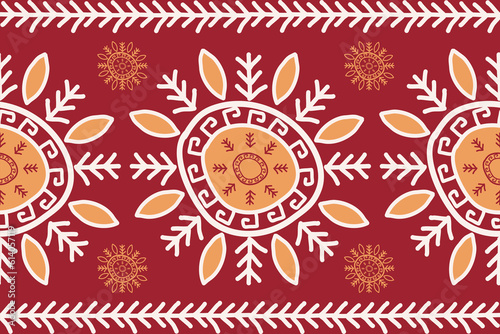 Abstract simple and unique tribal geometric pattern. Vector ethnic tribal geometric shape seamless pattern bored art style. Simple ethnic pattern use for textile, carpet, rug, cushion, wallpaper, etc.