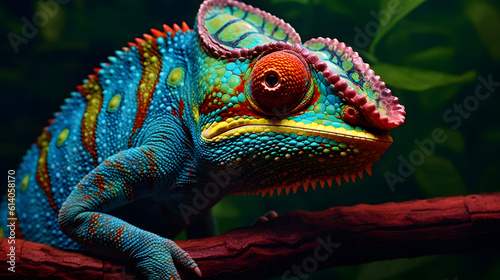 Close-Up of Vibrant Green Chameleon: Striking Stock Photo
