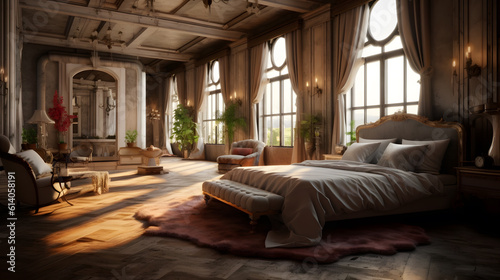 Exquisite Luxury Bedroom  Captivating Stock Photo of Opulent Relaxation