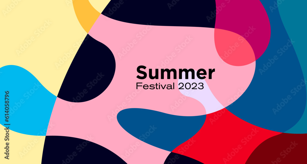 Vector colorful abstract fluid background for summer festival 2023