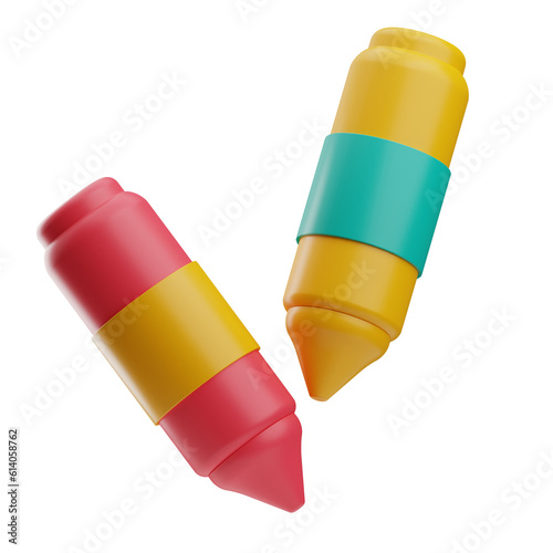 kindergarten crayon illustration 3d