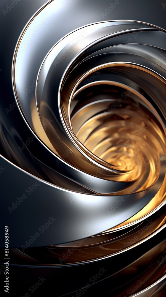 Modern metal spiral. Metal texture. Generative AI