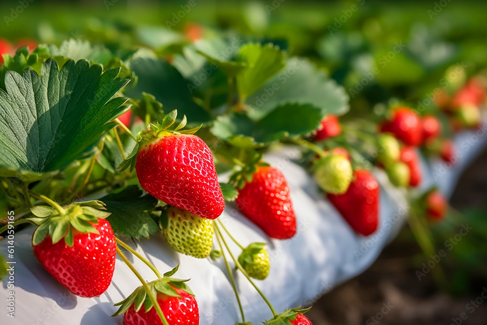 strawberries in the garden. Generative AI strawberries in the garden. Generative AI