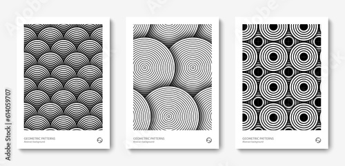 Vector geometric abstract background. Seample. Black and white patterns of simple geometric shapes and lines, with the addition of volume with a shadow. Art design for print, cover, wallpaper.