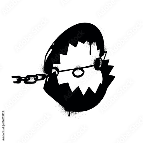 Urban style graffiti trap pitfall snare decoy sprayed with leak and splashes. Vector hand drawn textured illustration on white background for banner, decoration, tatoo, street art, halloween eps 10