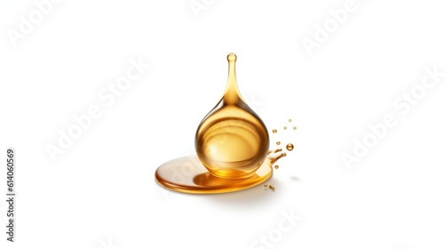 Cosmetic oil drop isolated on white background. Generative AI.