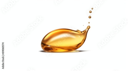 Cosmetic oil drop isolated on white background. Generative AI.