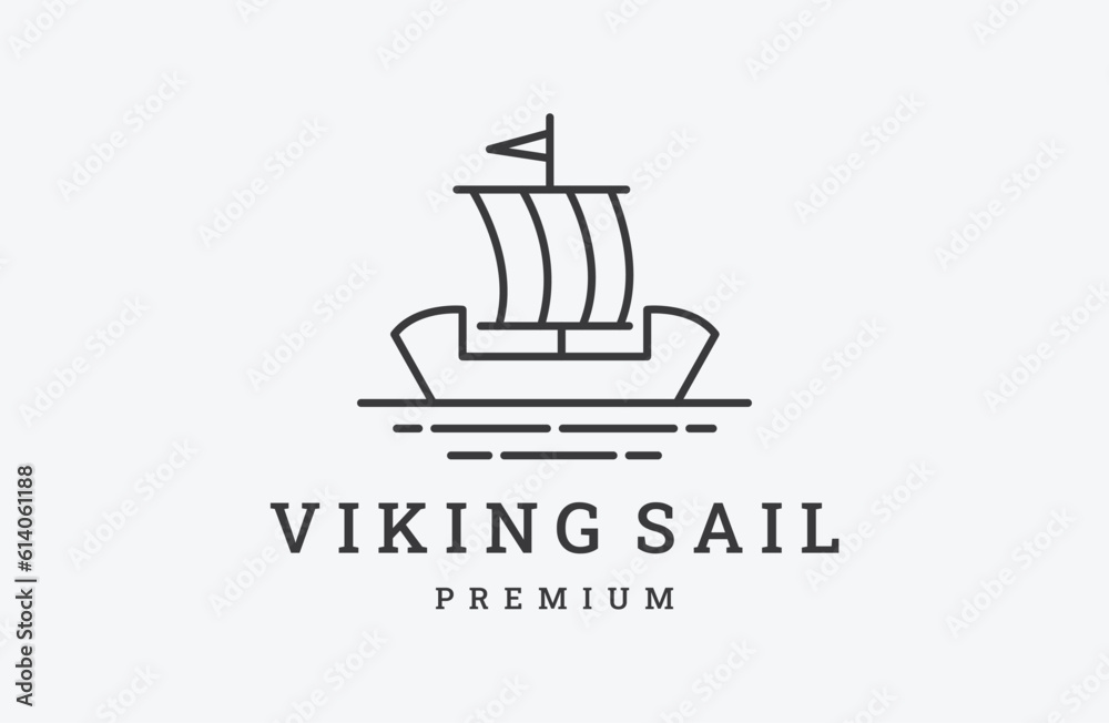 Viking ship logo design template flat vector Viking ship logo design template flat vector