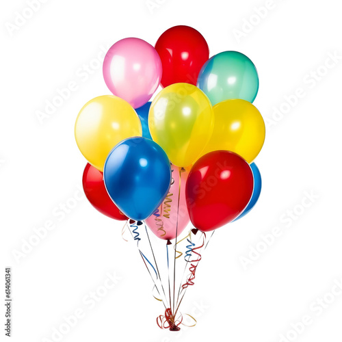 red and yellow balloons isolated on transparent background cutout
