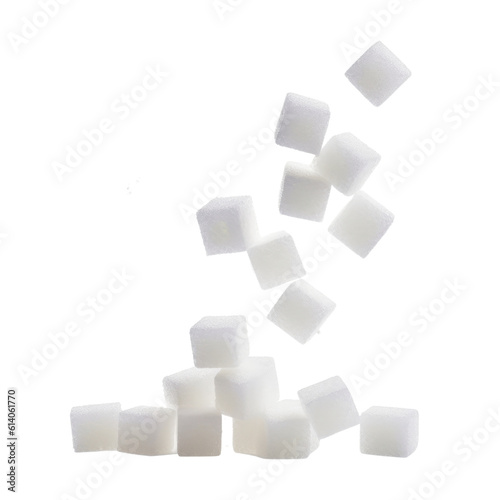 brown sugar cubes isolated on transparent background cutout