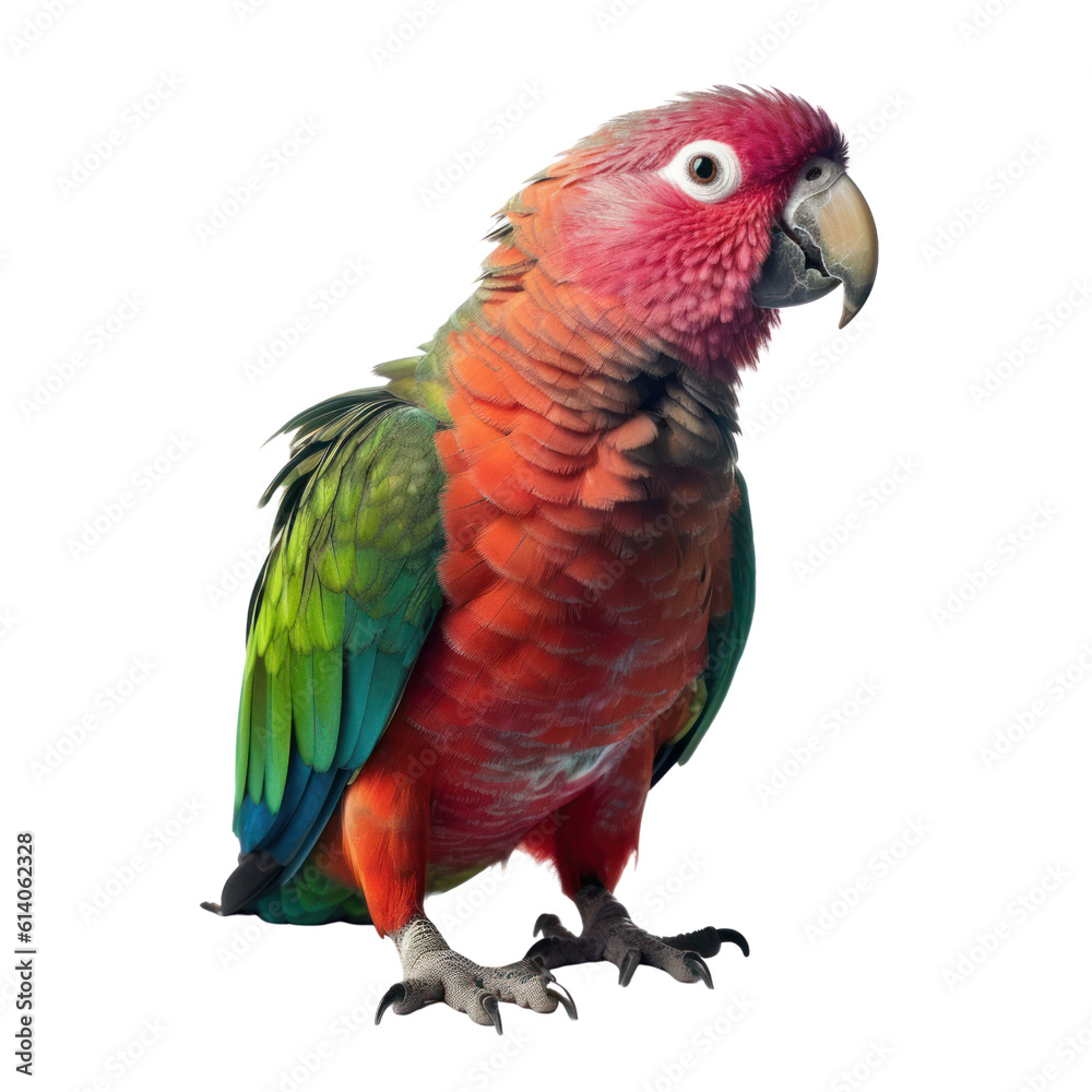 red and green macaw isolated on transparent background cutout