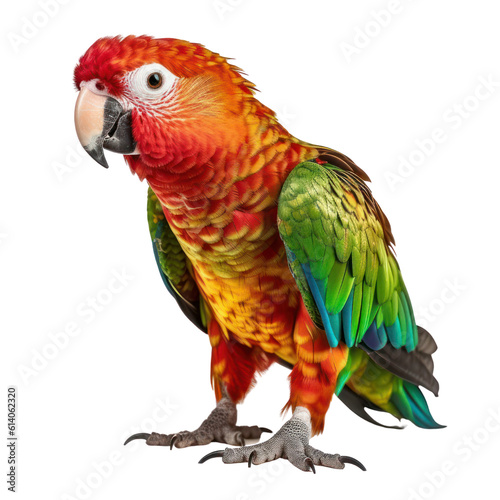 red winged macaw isolated on transparent background cutout