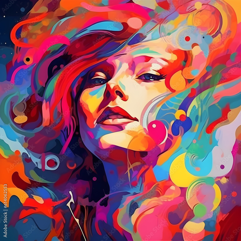 colorful and beautiful girl art, Generative AI colorful and beautiful girl art, Generative AI