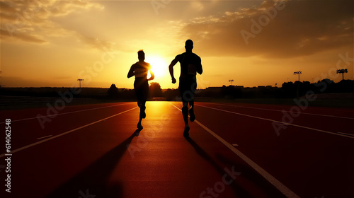Athletes Running and Exercising  outdoors. Fitness Photography. Ai generated