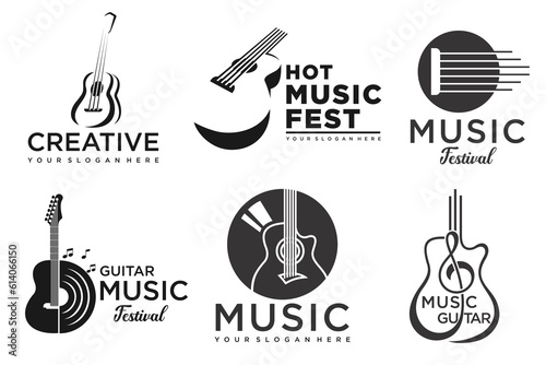 Modern Music Logo - Guitar Clef Symbol.icon set vector illustration