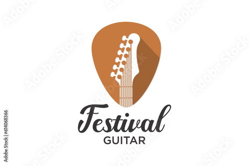guitar logo. Guitars headstock.Flat acoustic and electric guitar necks and heads.vector illustration