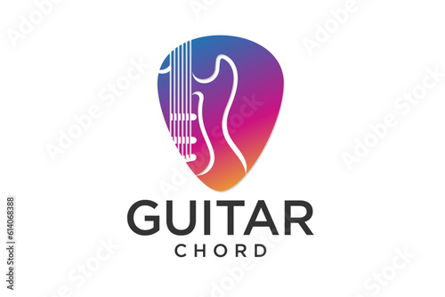 Guitar logo Design Vector Stock Illustration.modern music,Guitar Shop Logo. Rock music festival logo