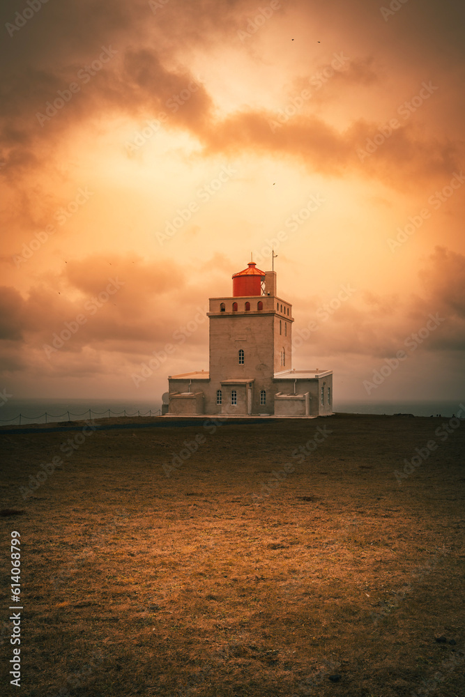 lighthouse at sunset in Iceland