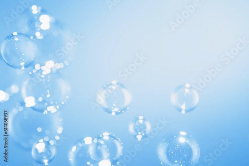Beautiful Transparent Shiny Soap Bubbles Floating in The Air. Soap Sud Bubbles Water. Abstract Background