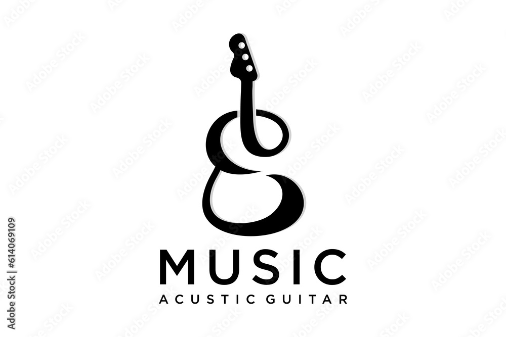 Guitar logo Design Vector Stock Illustration.modern music,Guitar Shop Logo. Rock music festival logo Guitar logo Design Vector Stock Illustration.modern music,Guitar Shop Logo. Rock music festival logo