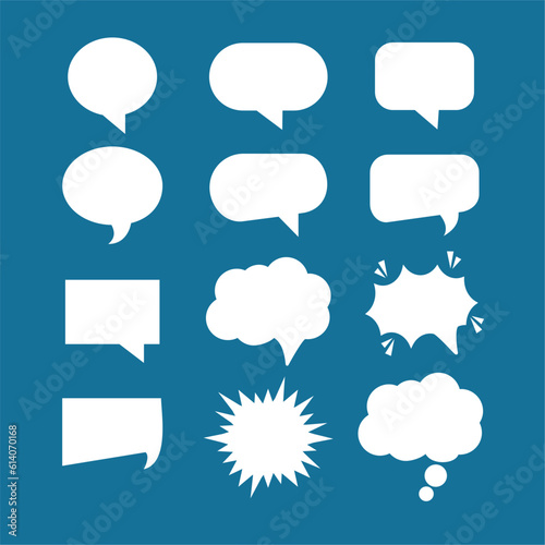 Collection of speaking bubble text, chatting box, and retro comic bubble text