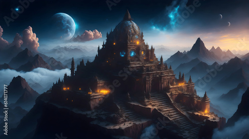 Phase Space Astral Inca ancient city floating in the cloud
