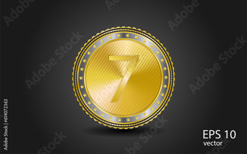 7 Number Circular Vector Gold Web Icon Button