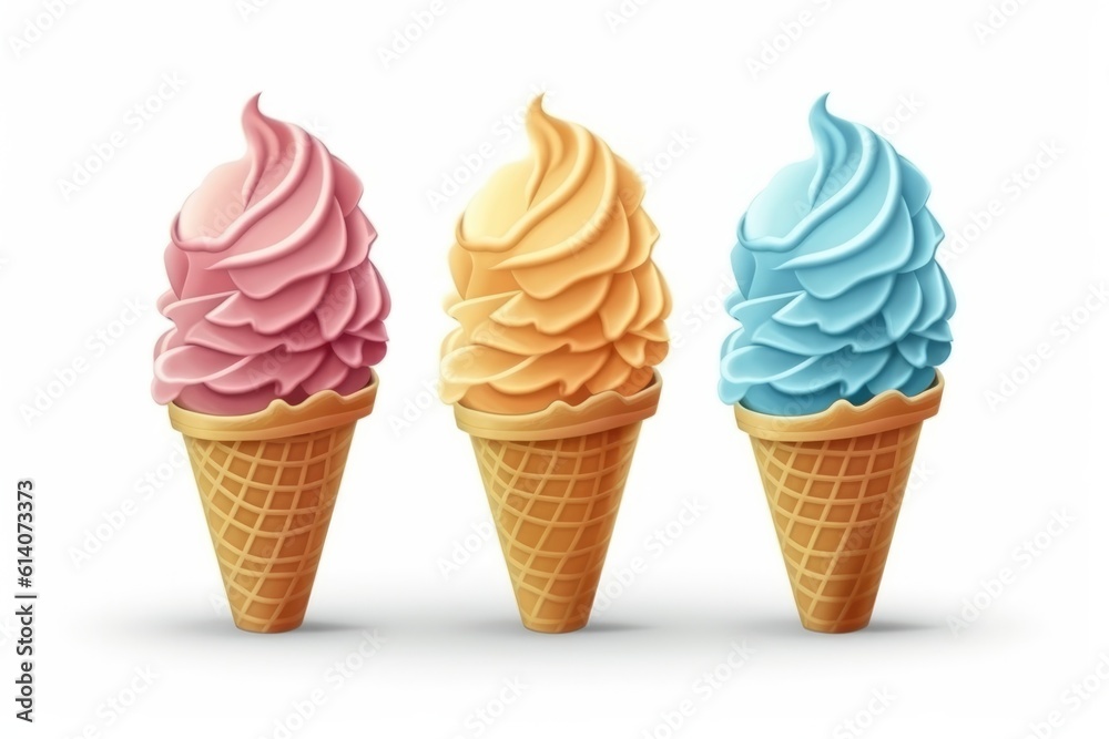 Icecream cone cartoon icon on white background. Generative ai