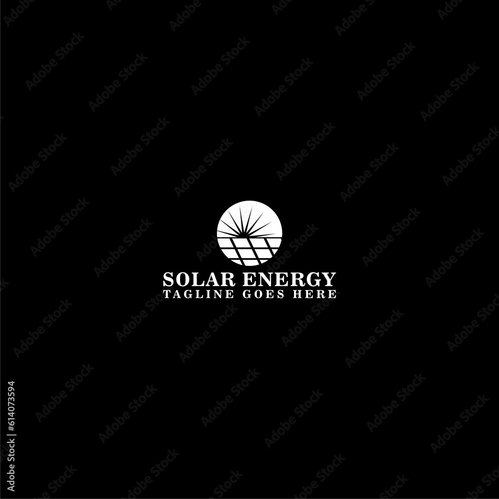 Sun solar energy logo design template isolated on dark background Sun solar energy logo design template isolated on dark background