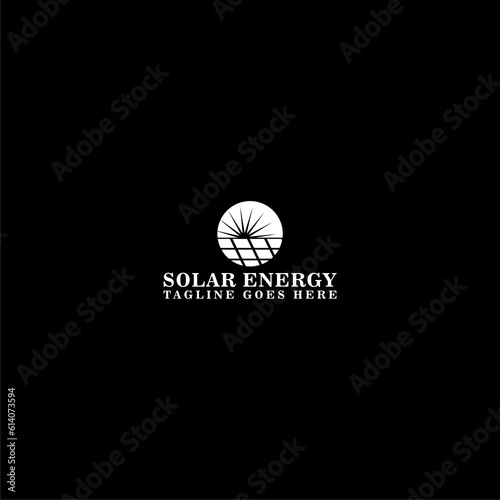 Sun solar energy logo design template isolated on dark background © sljubisa