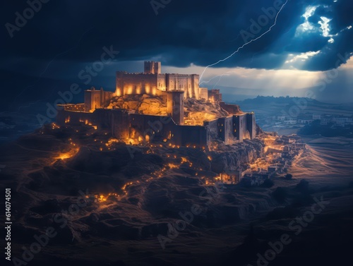 beautiful citadel made of sapphires Cinematic Photography Sharp stunning lighting