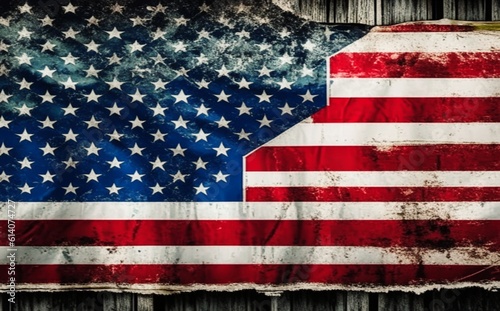 The United States flag on a grunge backdrop, ideal as a background for 4th of July celebrations. Generative AI