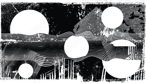 Glitch distorted grunge layer  . Noise destroyed texture . Trendy defect error shapes . Overlay grunge texture . Distressed effect .Vector shapes with a halftone dots screen print texture.