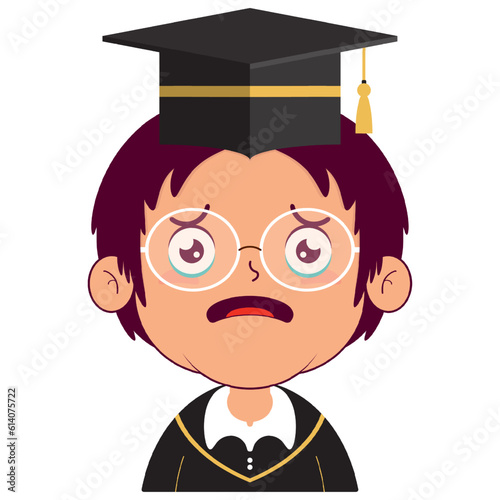 boy in graduation gown surprised face cartoon cute