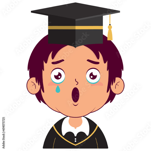 boy in graduation gown surprised face cartoon cute