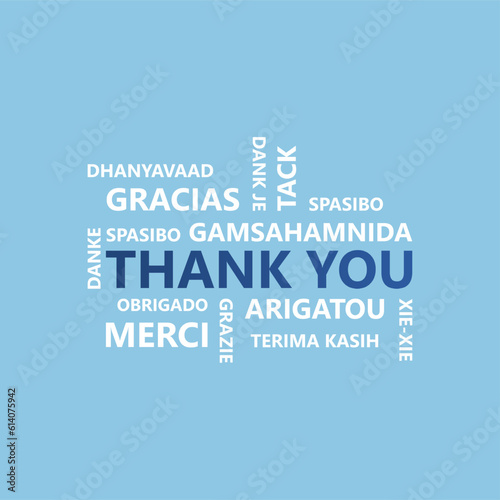 Thank you word vector background in blue