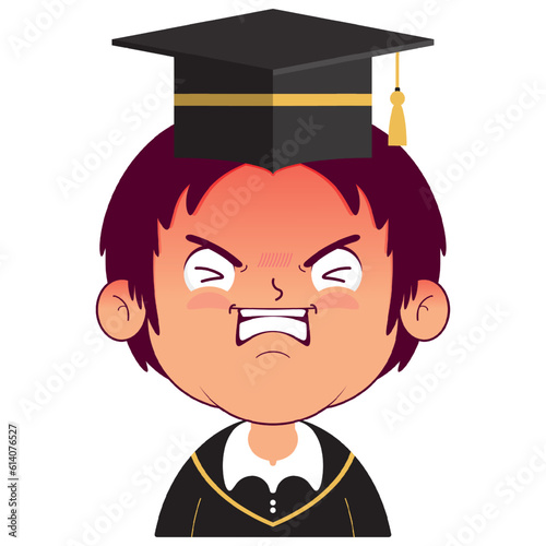 boy in graduation gown hurt face cartoon cute