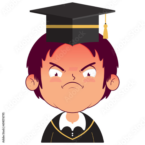 boy in graduation gown angry face cartoon cute