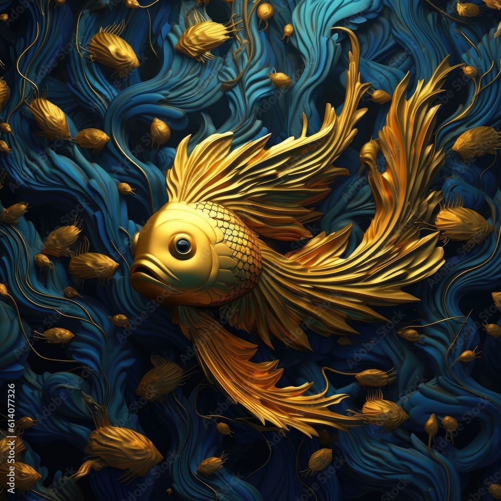 Golden fish on a dark background Golden fish on a dark background