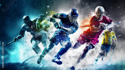 Ice Hockey Players in a dynamic Illustration. Ideal for Banner, Background, Wallpaper for sports.