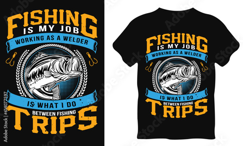 Fishing t-shirt design, fish lover, vector illustration, trendy t-shirts photo