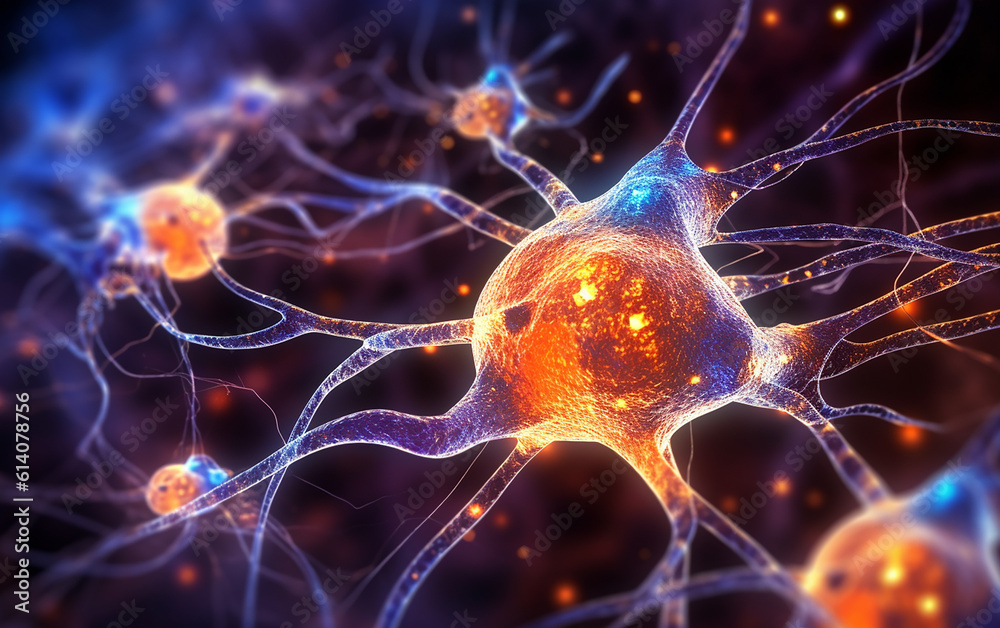 Neurons in the human brain. Synapses are the key components of the neural network in the human brain, enabling the transmission of information between neurons.   Generative AI